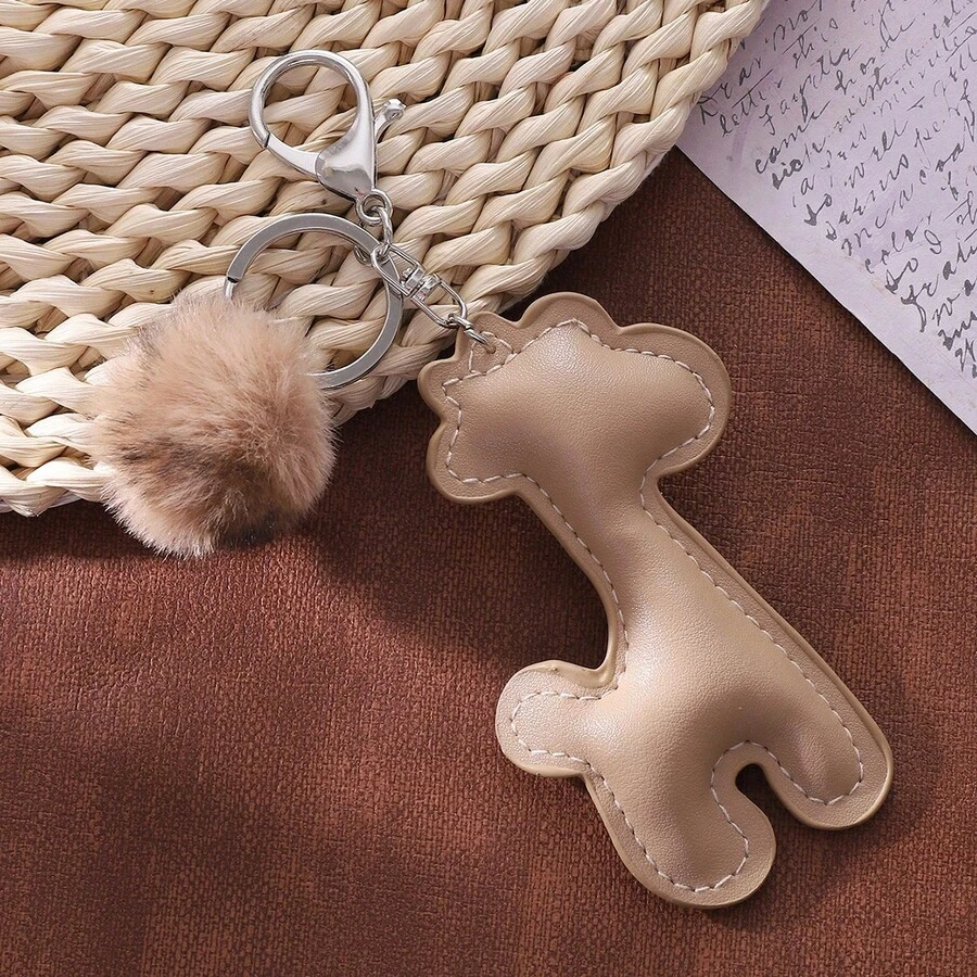 1 chiếc móc khóa hình hươu cao cổ bằng da PU dễ thương mới có gắn tua rua trang trí, phù hợp cho cả nam và nữ, có thể dùng làm quà tặng