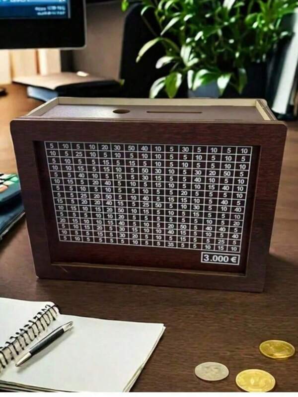 1pc Creative DIY Piggy Bank Home Decor Accessory, Reusable Wooden Money Box Suitable For Number Planning, Home Decor, Father's Day, Mother's Day, Friend's Gift, Boyfriend/Girlfriend's Gift, Family's Gift, Teacher's Gift, Coworker's Gift, Halloween Gift, Christmas Gift (Random Color & Style)