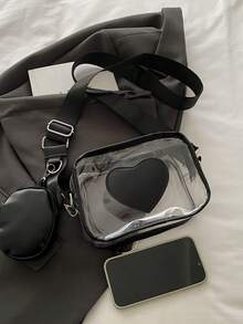 2 件套透明包带零钱包，夏季透明迷你斜挎包，2025 年时尚防水 PVC 手提包，多功能大容量小袋