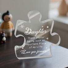 Son Daughter Gift - 1pc Slogan Graphic Transparent Acrylic Puzzle Design Craft Decoration Plaque: Birthday, Thank You, And Love You Gift For Son Daughter; Ideal Present For Men Women, Perfect For Table Decor In Room, Home, Or Office With Simple Style - Transparent - View 7