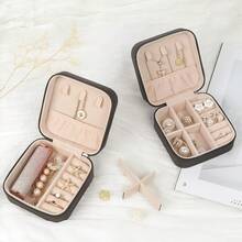 Travel Jewelry Case Bridesmaid Gifts Box,3 Pack Small Jewelry Box Mini Jewelry Organizer,PU Leather Portable Earring Storage Box For Women Girls Bridesmaid Proposal Gifts - 白色 - 查看 9
