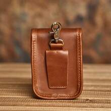 Top Grain Leather Waist Bag, Men's Leather Belt Bag, Minimalist Compact Pouch Water Repellent - Brown - View 3