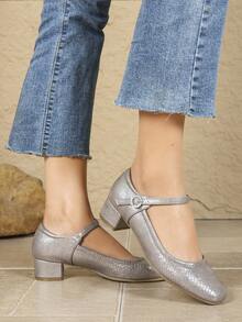 Giày lười đế vuông đế mềm đính đá thoải mái cho nữ - Xám - Xem 7