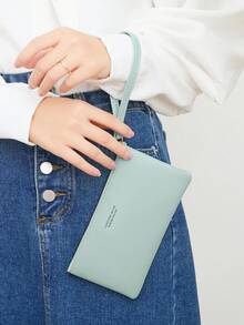 MIYIN Cartera larga de mujer con multifunción de bolso para teléfono táctil, compartimento para tarjetas y muñequera. Cartera de embrague minimalista moderna y casual con cremallera, monedero, bolsa de teléfono móvil para mujeres trabajadoras de cuello blanco, universidad, negocios, oficina, aniversario, pareja, regalo de cumpleaños - Verde - Ver 6