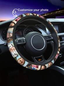 Customized Car Steering Wheel Cover With Your Photo, Car Rim Sleeves With Elasticity - Anti-Slip Automotive Accessories Fit For Most Vehicles - Sedans, Trucks, SUVs