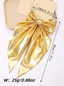 1pc Girls/Ladies Fashion Gold/Silver Bow Hairclip, Elegant French Style Hair Accessory Suitable For Party, Gathering, Street, Wedding, Travel, Beach, Campus, High-End Vibe - One Size Fits All - View 4