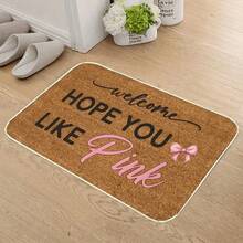 1 件水彩“欢迎蝴蝶兰”门垫 - “希望你喜欢粉红色”，防滑、可洗花卉涤纶入口垫，适用于浴室和客厅装饰，浴室垫