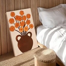 Wooden Framed Wall Art, Wrapped Canvas Vintage Prints Poster, Marigold Flowers In A Olla De Barro Wall Art, Mexican Flower Art, October Birth Flower Art, Marigold Poster Art, Dia De Los Muertos Flower, Birthday Party Decor, Decorative Wall Art For Living Room Bedroom Office, Hanging Hardware Included - Framed, Vertical - Framed Canvas - View 6