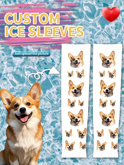 1 Pair Of Customized Face Men's Ice Sleeves, Put Any Face On Socks, Personalized Sleeve Sleeves For With Photos, Interesting Customized Picture Pairs With Medium To Arm Guards, Suitable For Valentine's Day, Birthdays, Gift Giving, And Other Occasions