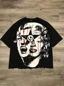 (220 Cotton T-Shirt)    Pattern Men's Casual Soft 100% Cotton All-Match Crew-Neck Short-Sleeved T-Shirt