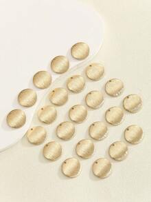 23pcs Textured Round Flat Single Hole Copper Tone Findings, For DIY Earring Assembly - Brass - View 3