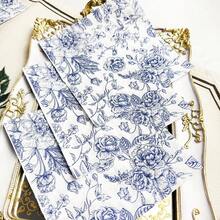 100/60/20 件 13 * 13 英寸一次性蓝色花卉图案餐巾，用于家庭聚会、户外野餐、派对、婚宴、餐厅装饰餐巾