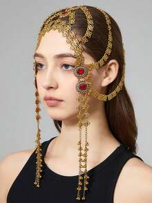1 chiếc dây đeo đầu kiểu Ả Rập Boho cổ điển, bản lớn, thích hợp cho tiệc tùng, tiệc chiêu đãi, đám cưới, phù dâu, làm quà tặng, phụ kiện tóc cho nữ. - Mạ oxy hóa - Xem 9