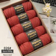 500g/245m Alpaka Wolle Garn, dickes Strickgarn für selbstgemachte Kleidung, Winterpullover, Schal, Mütze, Handschuhe, Knieschoner, Mehrfarbig, 5 Bälle/Packung