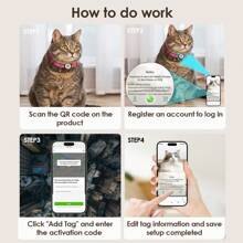 Catpro 1Pc Smart ID Cat Collar, With Pet ID Tag Anti-Lost Feature, Equipped With Bell And Reflective Design, Adjustable Collar (Note: NO GPS, No Need To Download App, Scan QR Code With Camera To Access Pet Profile)