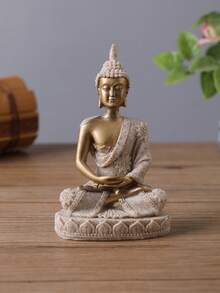 1pc Resin Sandstone Buddha Statue, For Home Decor, Holiday Decoration, Festival Gift
