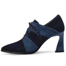 TDD Faux Suede Ankle Boots For Women Chunky Lace Up Pointed Toe Extra Wide Booties Botas Para Mujer High Heels Dress Warm Lined Classic Ladies Comfortable Dressy 3 Inch Boot