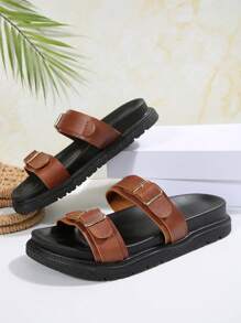 Women's Simple Slippers/Sandals, Beach Vacation Casual Open-Toe Thick-Soled Shoes, Comfortable Slide Flat Fashion Sandals