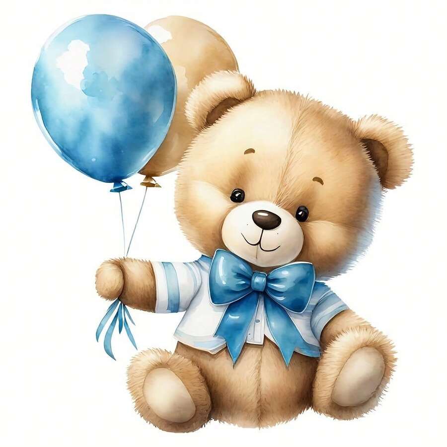 1pc/2pcs/3pcs Adorable Bear & Balloon Iron-On Heat Transfer Decal - DIY Clothing, T-Shirt, Pillow Decor Sticker - Multicolor - View 1