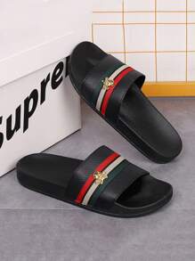 Sandalias de hombre para exteriores, chanclas de verano de EVA, zapatos de playa, chanclas para interiores y exteriores, pantuflas deportivas de moda en negro