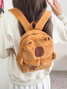 New Capybara Water Pig Double Backpack With A Girl's Heart For Large Capacity Class Backpack - Brown - View 12