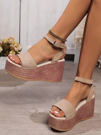 Platformsandaler för kvinnor, Slip-On Chunky High Heel Sommar Nya vattentäta kilklackade högklackade klackar för fest, möte, semester, Casual Style Mode