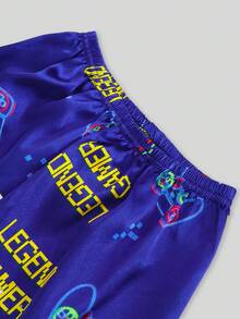 2 件套青少年男孩电子游戏睡衣套装，简约时尚