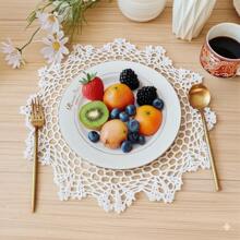 Jogos americanos de crochê feitos à mão, Porta-copos de renda boêmios redondos, Jogos de mesa de renda de 10/14 polegadas, Toalhas de mesa de renda floral vintage, Fácil de lavar para decoração de casamento, Pratos, Acessórios para casa DIY, Melhor presente, Apanhador de sonhos, Opção bege/branco