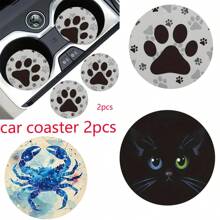2 pièces Dessous de verre de voiture avec motif mignon, stylé et durable, tapis de voiture anti-dérapant et séchage rapide
