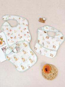 3 Packs Waterproof Baby Bibs For Eating - Lightweight Toddler Feeding Bibs With Large Food Catcher, Mess Proof, Baby Eating Essentials, Easy To Put On & Clean