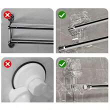 1 pieza Barra doble para toallas de baño de 40cm montada en la pared de acero inoxidable con ventosa, estantes ajustables para toallas para el hogar y el baño