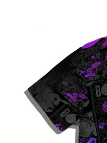 Plus Size 2025 New Men's Street Fashion Personalized Graffiti Design Summer Casual Apparel