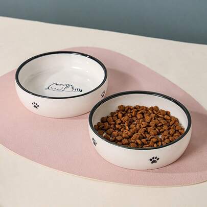 Ceramic Cat Bowl, Large Capacity Pet Bowl For Cat Food, Kitten Bowl, Water Dish, Non-Slip Round Dog Feeder