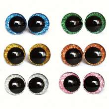 12pcs Glitter Eyes,Sparkling Eyes For Dolls,Knitted Felt Dolls, 3D Glitter Plastic Craft Eyes For Amigurumi DIY Puppet, Bear, Toy Making Supplies,12/14/16/18/20/25/30mm,Six Colors