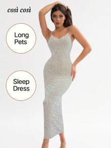 1 pezzo Vestito da donna a canottiera lungo con inserti in pizzo, design elegante e minimalista morbido e confortevole, adatto per primavera/estate e vacanze