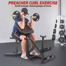 Studyset 2-In-1 Roman Chair & Preacher Curl Bench Multi-Function Heavy-Duty Hyperextension Bench With Adjustable Height For Arms, Ab, Back, Glute & Leg Exercise Home Workouts,Exercise Equipment For Home - Black - View 3