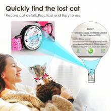 Catpro 1Pc Smart ID Cat Collar, With Pet ID Tag Anti-Lost Feature, Equipped With Bell And Reflective Design, Adjustable Collar (Note: NO GPS, No Need To Download App, Scan QR Code With Camera To Access Pet Profile)