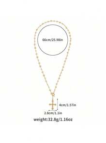 1pc Women's Fashion European Copper Plated 18K Gold Multicolor Zirconia Flower Cross Pendant Necklace, Suitable For Gifts, Parties And Daily Wear, Velvet Bag Packaging