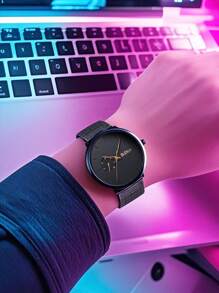 BIDEN Reloj de cuarzo para hombres BIDEN, correa de malla de acero inoxidable ultrafina, estilo de negocios casual, adecuado para uso diario, regalo para vacaciones y cumpleaños