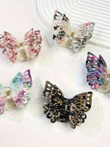 1pc (Random Style) 3-Layer Butterfly Hair Clip, Exquisite Ditsy Floral Butterfly Hair Clip, Elegant Hair Accessory Summer