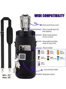 64OZ/2L Half Gallon Water Bottle With Sleeve, Motivational Water Bottle With Straw & Time Marker, Leakproof Large Sports Water Bottle, Reusable Water Jug For Workout Gym Sport For Outdoor Sports Gym Hiking Camping Walking ,For Girls Boys Kids Bag Carrier Gift ,New Year