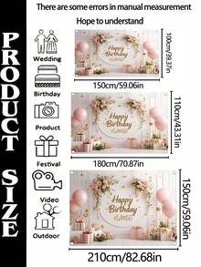 1 pièce Bannière d'anniversaire élégante avec fleurs et texte personnalisable en or rose - en polyester, réutilisable sans alimentation électrique, convient pour photobooth, décors de fond, célébrations intérieures et extérieures, décorations de fête polyvalentes pour toutes les occasions, trois tailles au choix ! Multi-fonctionnel, ornemental, lettrage, élégant, moderne, coloré, mignon, décontracté, personnalisé, unique, cadeau idéal pour lui ou elle