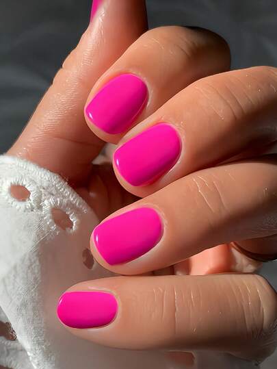 24pcs Short Square Press-On Nails Set To Elevate Your Style! This Nail Set Includes Fashionable Solid Color Nails And Elegant Dragon Fruit Rose Pink Solid Color Full Coverage Nails, Designed For Women And Girls. The Set Includes 1 Adhesive Sticker Sheet And 1 Mini Nail File. Randomly Shipped, Includes Jelly Gel. Nail Supplies