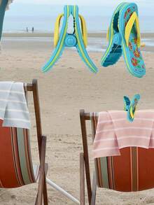 1 pieza/2 piezas Pinzas a prueba de viento para toallas de playa, sillas de playa, accesorios para patio y piscina, con diseños de gafas de sol y copas de cóctel, pinzas de ropa decorativas y divertidas para el hogar (Diseño lindo)