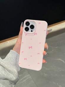 Bow-Knot 1 件粉色蝴蝶结简约 TPU 防震保护手机壳适用于 Apple 16、15、14、13、12、11 Pro Max - 彩色 - 查看 1