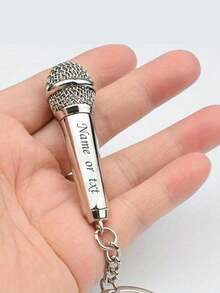 1pc Personalized Laser Engraved Microphone Keychain, Mini Realistic Microphone Actor Souvenir Performance Gift, Can Customize Exclusive Text As Gift For Family, Friends Or Lover, Suitable For Graduation, Valentine's Day, Anniversary, Mother's Day, Father's Day, Backpack Decor Pendant - Multicolor - View 3