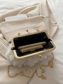 2025 新款链条花朵晚装手拿包，女士时尚明星手提包，纯色托特包/单肩包/斜挎包，链条手柄 [花卉图案位置各异]