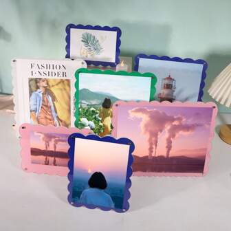 1pc Of Acrylic Minimalist Style Color Wave Decorative Photo Frame 4x6in, 5x7, 8x10in Can Be Placed Horizontally And Vertically (Without Photo Paper)