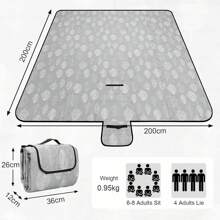 1 pièce Couverture de pique-nique avec poignée de transport, tapis de pelouse de camping portable, tapis pliable extérieur à 3 couches épaissi, style feuille grise douce et confortable, matériau en tissu Oxford résistant à l'usure, imperméable, anti-sable, résistant à l'humidité et anti-salissures, lavable en machine, couverture de parc pratique, pour voyages, randonnées, trekkings, plages enneigées et festivals de musique, jardins, patios, intérieur, extérieur, plage