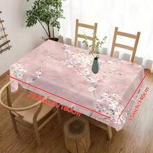 1pc Delicate Cherry Blossom Pattern Tablecloth - Essential For Home Decor, Suitable For Picnic, Camping, Wedding, Birthday Party, Restaurant - Durable Tablecloth For Home And Holiday Decor - Black - View 12